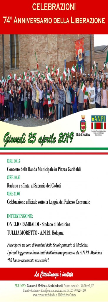 Locandina Celebrazioni 25 aprile 2019